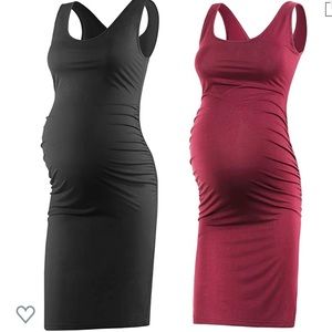 Women's Sleeveless Maternity Tank Dress-Set of 2